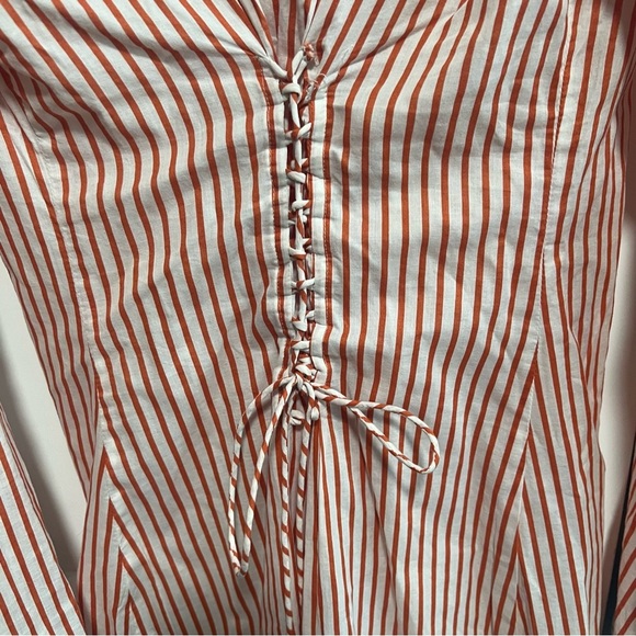 For Love and Lemons Orange Stripe Button Front Shirt in Excellent Condition - Picture 4 of 7